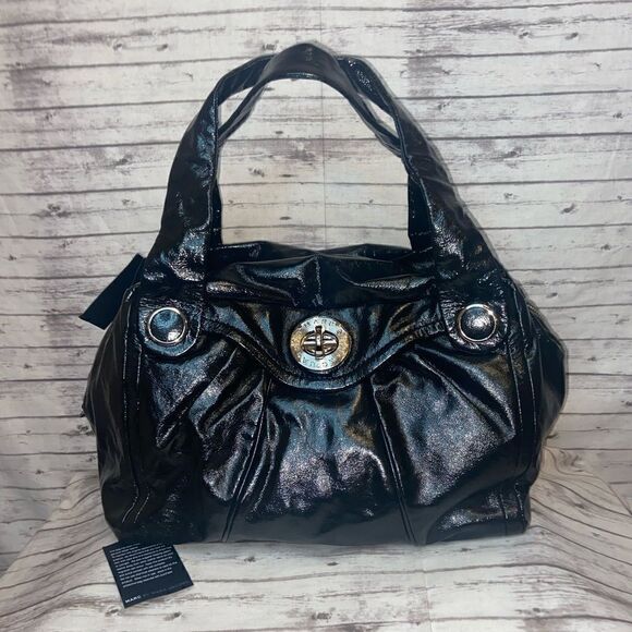 Marc Jacobs Totally Turn Lock Black Leather Handbag - Picture 1 of 16
